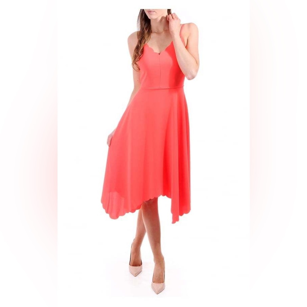 Ted Baker Simbah Orange Pink Asymmetrical Cocktail Dress